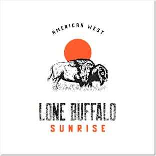 Lone Buffalo Sunrise - American West Posters and Art